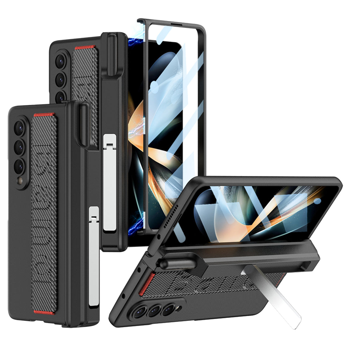 GKK For Samsung Galaxy Z Fold4 5G Wristband Kickstand Magnetic Hinge PC Case Pen Slot Folding Phone Cover with Tempered Glass Screen Film GKK For Samsung Galaxy Z Fold4 5G Wristband Kickstand Magnetic Hinge PC Case Pen Slot Folding Phone Cover with Tempered Glass Screen Film